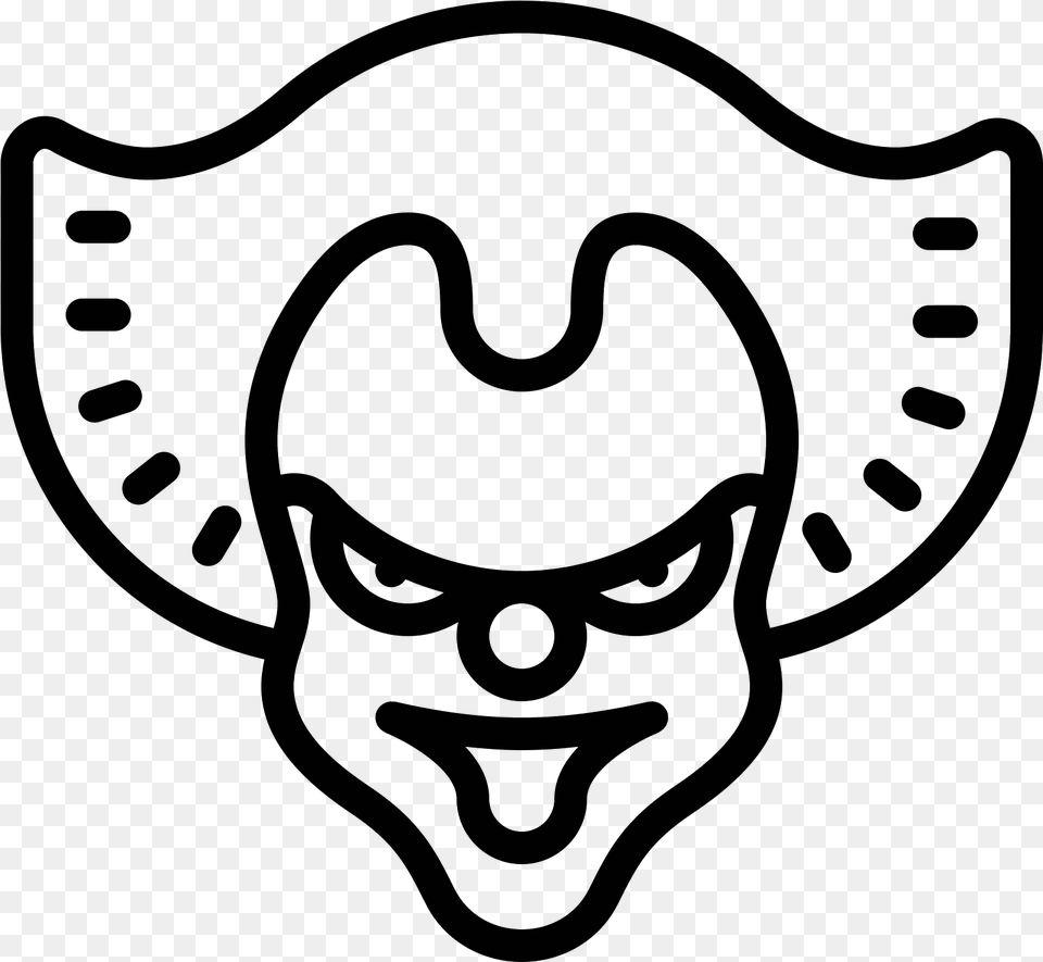 Scary Clown Icon Black And White Clown Smile, Gray Free Png Download