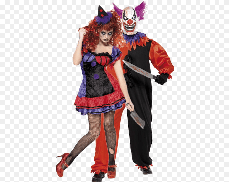 Scary Couple Clown Costumes Serial Killer Costume, Person, Clothing, Adult, Female Png