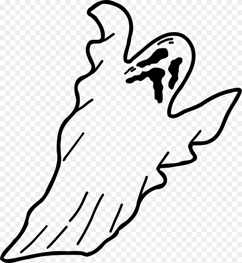 Scary Ghost Clipart, Gray Png