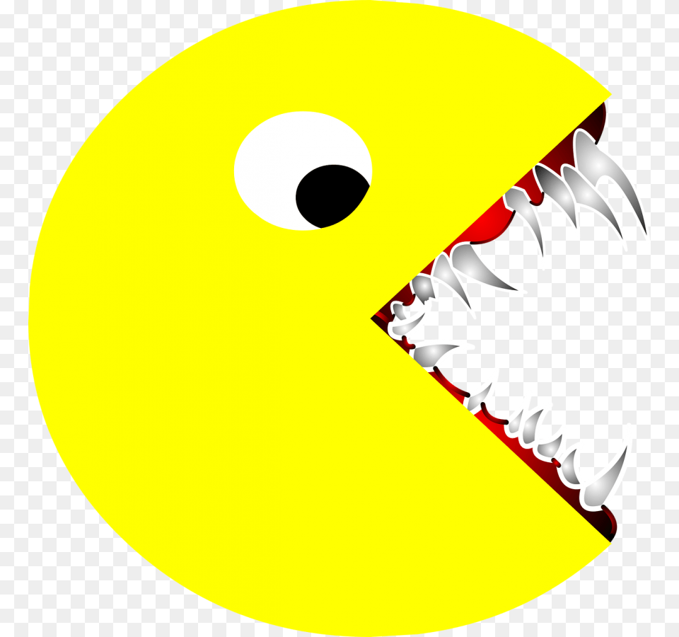 Scary Pacman Pac Man Sharp Teeth Cartoon Drawing Scary Pacman, Astronomy, Moon, Nature, Night Png