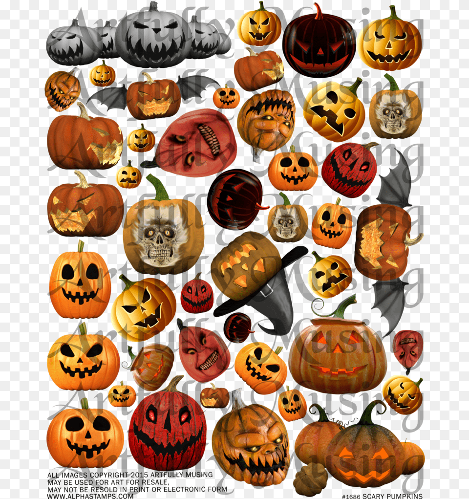 Scary Pumpkins Halloween Collage Sheet Digital Printable Clip Art, Festival, Face, Head, Person Free Transparent Png