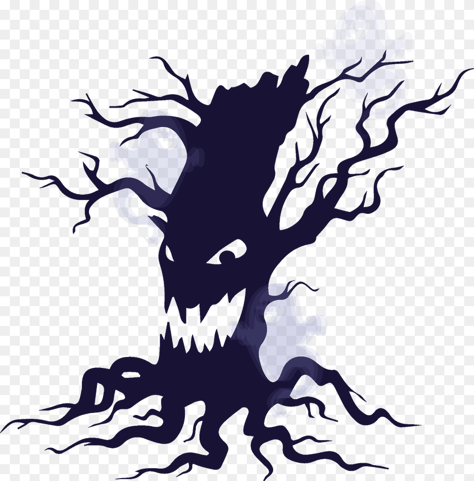 Scary Tree Halloween, Plant, Art, Painting, Animal Free Png Download