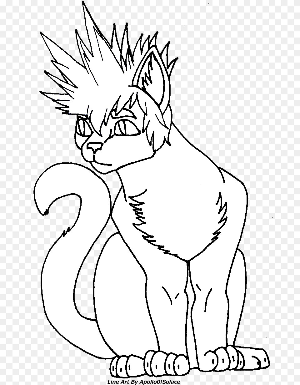 Scene Cat Line Art With Spiked Hair U2014 Weasyl Fictional Character, Baby, Book, Comics, Person Png Image