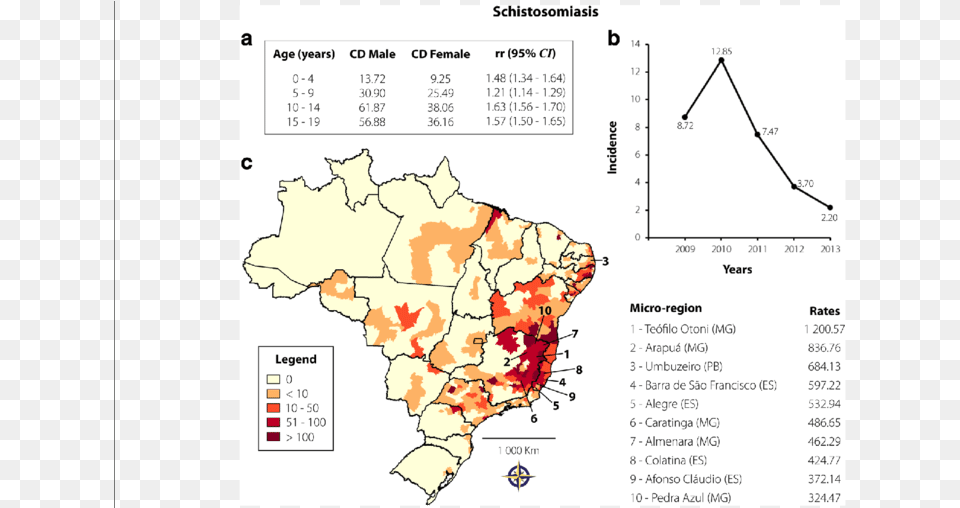Schistosomiasis Transmission In Brazil From 2009 To, Chart, Plot, Map, Atlas Free Png