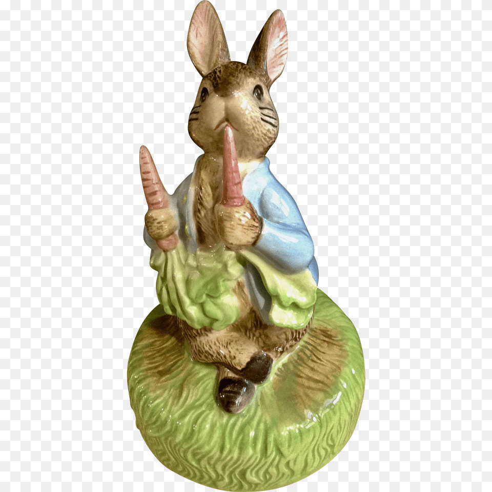 Schmid Beatrix Potter Peter Rabbit Eating Carrots Music Box F, Figurine, Art, Porcelain, Pottery Free Png