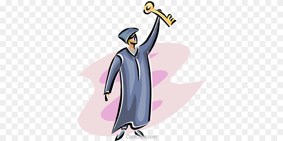 Scholar With A Key To His Future Royalty Vector Clip Art, Graduation, People, Person, Adult Free Png Download