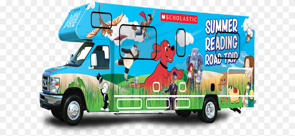 Scholastic Summer Reading Road Trip, Transportation, Van, Vehicle, Moving Van Png Image