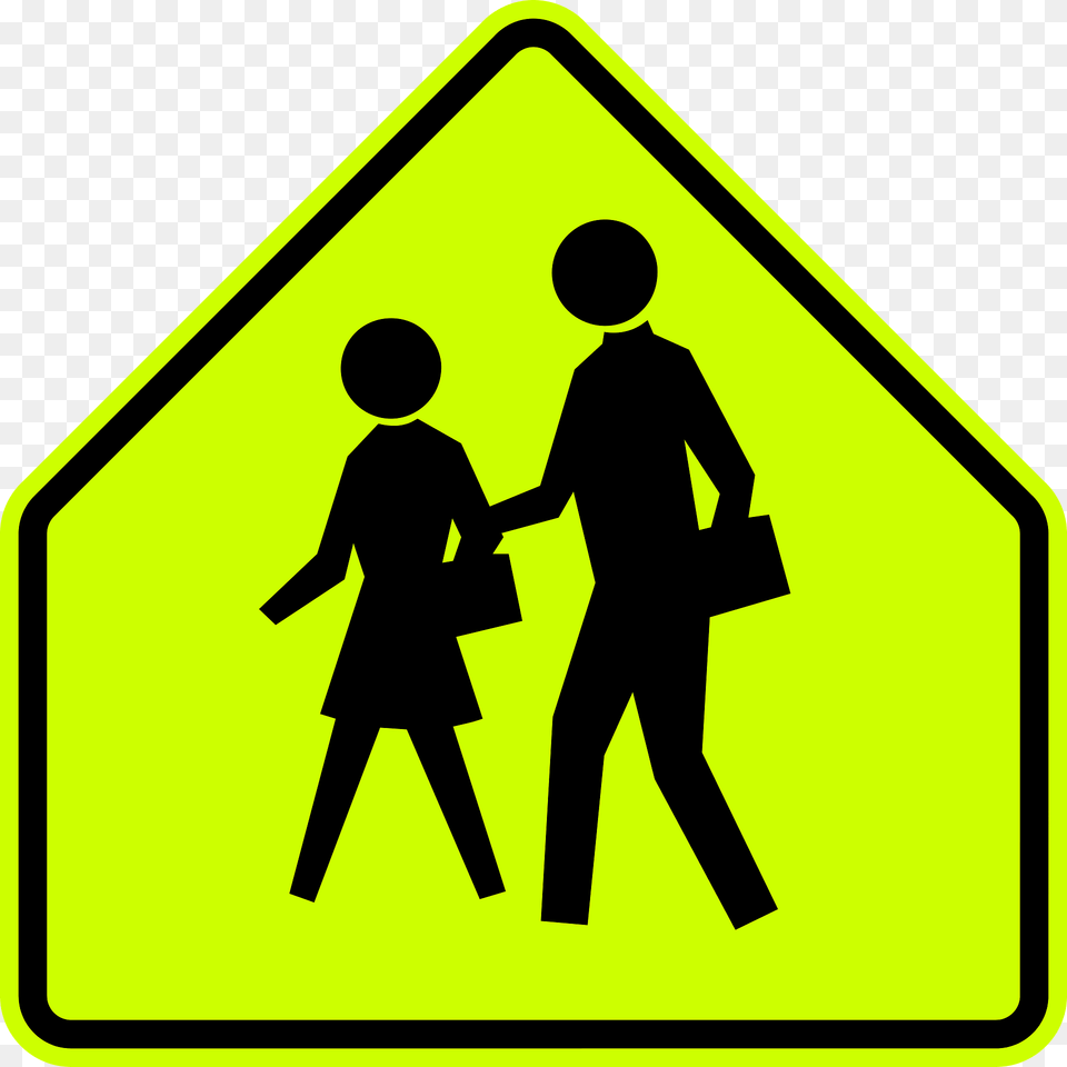 School Also Used For Pedestrian Crosswalk Near Schools Since 1998 Clipart, Sign, Symbol, Adult, Male Free Transparent Png