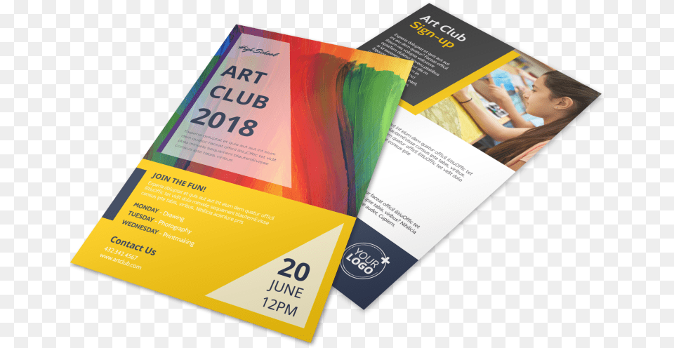 School Art Club Flyer Template Preview Flyer, Advertisement, Poster, Teen, Female Png Image