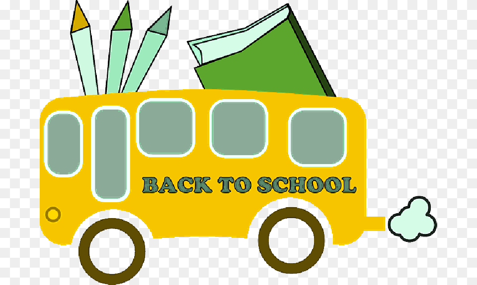 School Back Education Cartoon Bus Border Back To School Clipart, Transportation, Vehicle, School Bus, Bulldozer Png Image