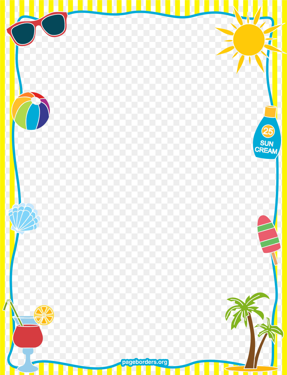 School Border Image Summer Border, Accessories, Sunglasses, Outdoors, Ball Png