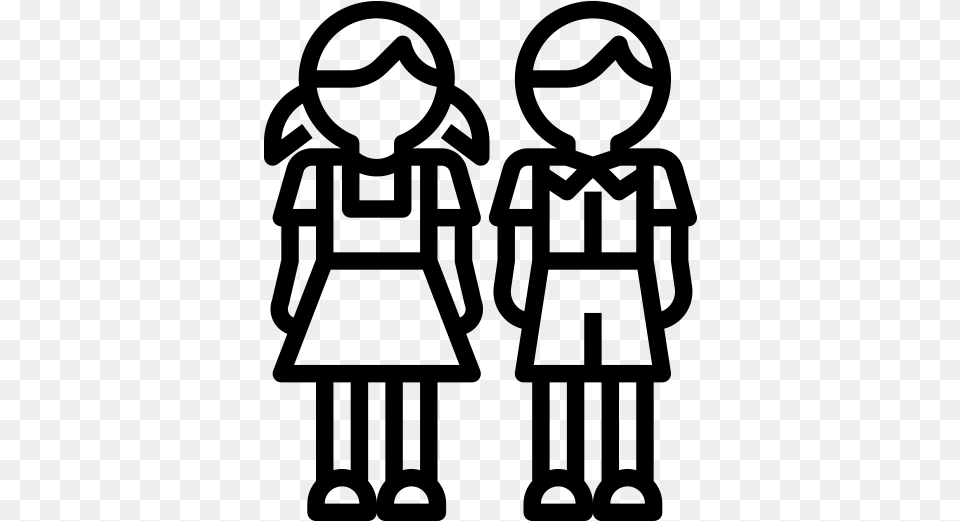 School Boy And Girl Icon, Gray Free Png