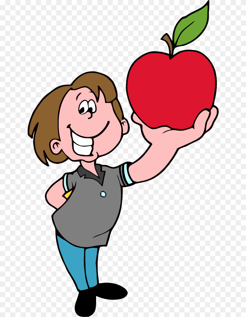 School Boy Apple Clipart Holding An Apple Clip Art Example Of A Rhyming Poem, Cartoon, Baby, Person, Face Png