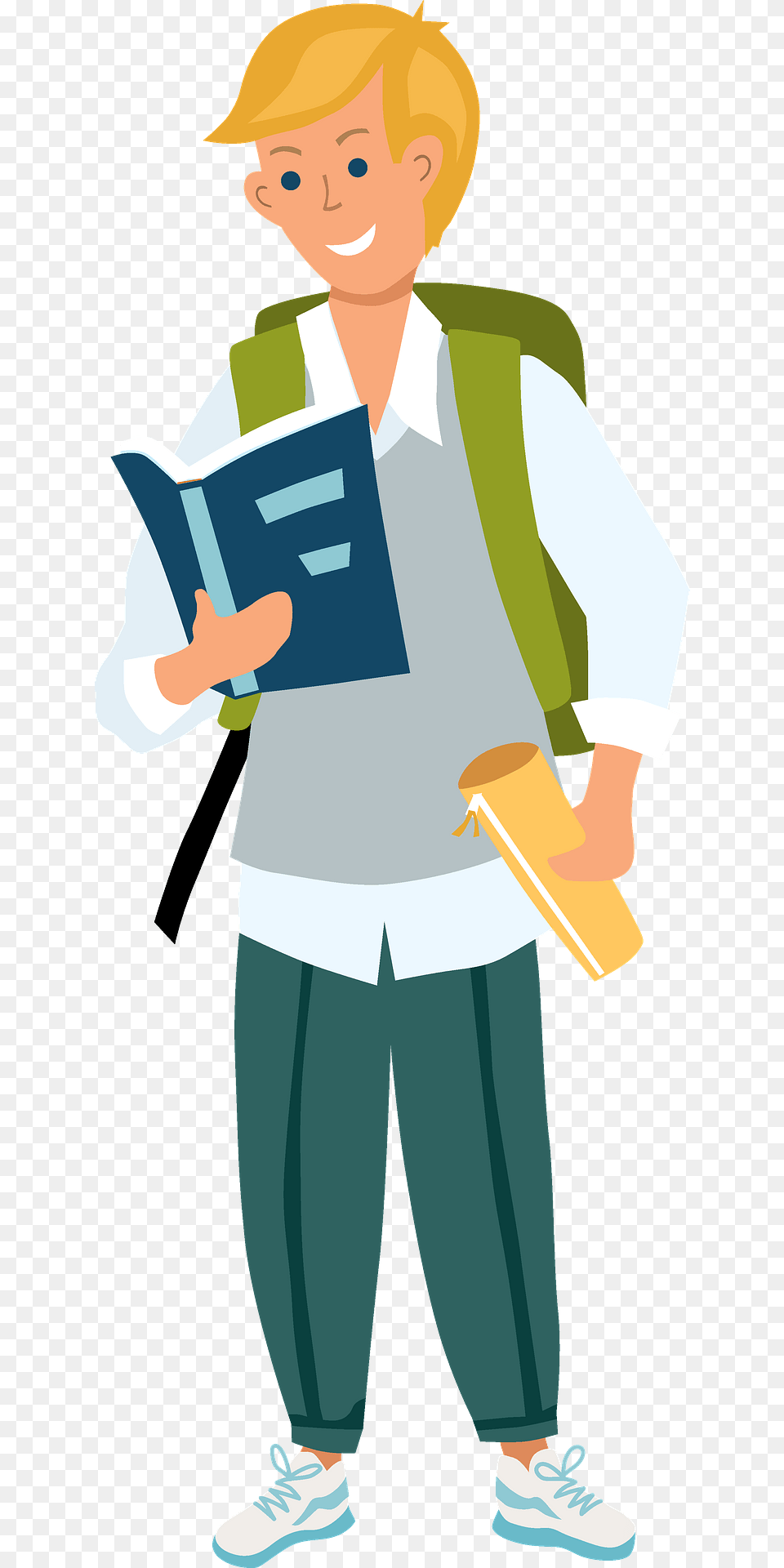 School Boy Clipart, Child, Person, Male, Reading Free Png