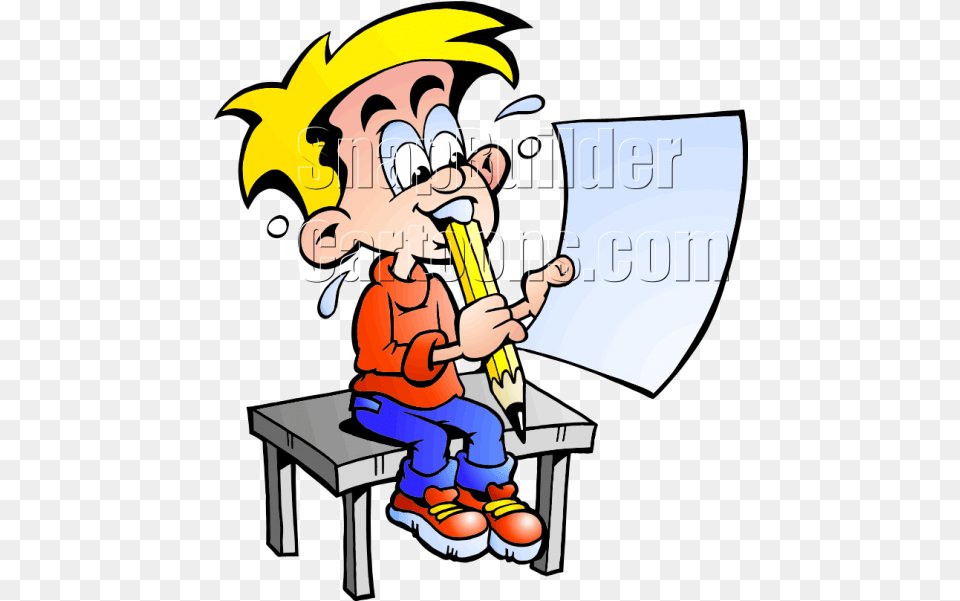 School Boy With Blank Paper Boy Sitting At School Clipart, Book, Comics, Publication, Baby Png Image