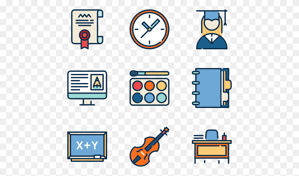 School Building Icons, Guitar, Musical Instrument, Scoreboard, Person Png Image
