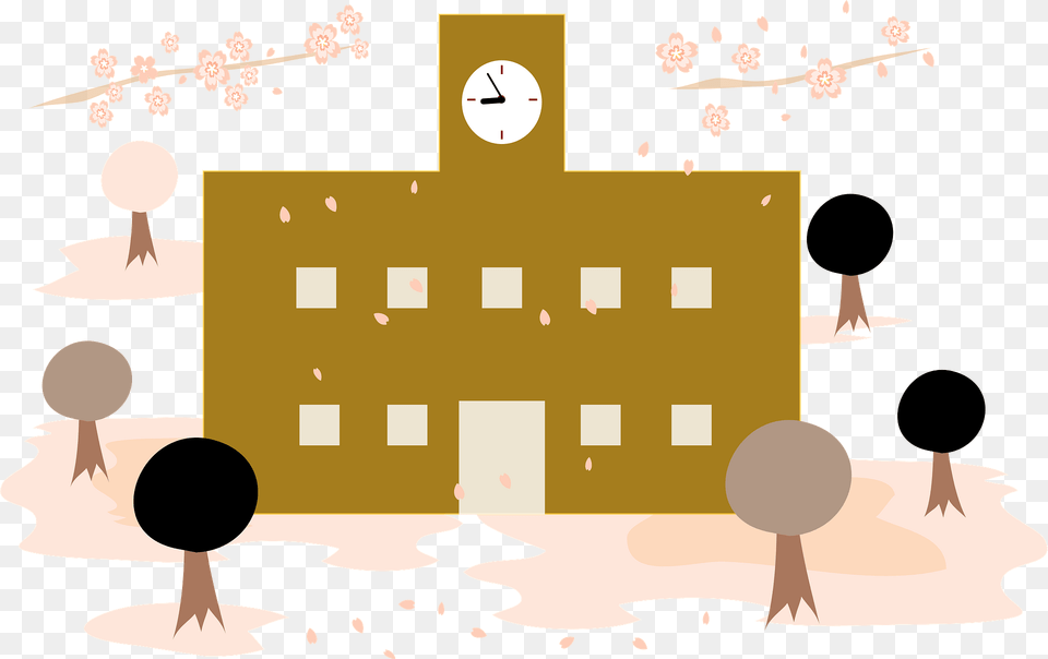 School Building In Spring Clipart, Outdoors, Nature, Neighborhood Png Image