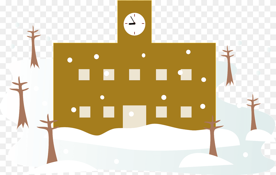 School Building In The Winter Clipart, Outdoors, Nature, Snow Free Png