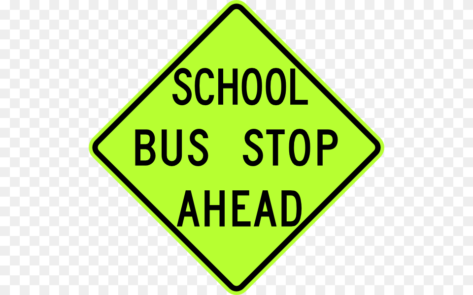 School Bus Stop Ahead Sign Fluorescent Clip Art Vector, Symbol, Road Sign Free Png