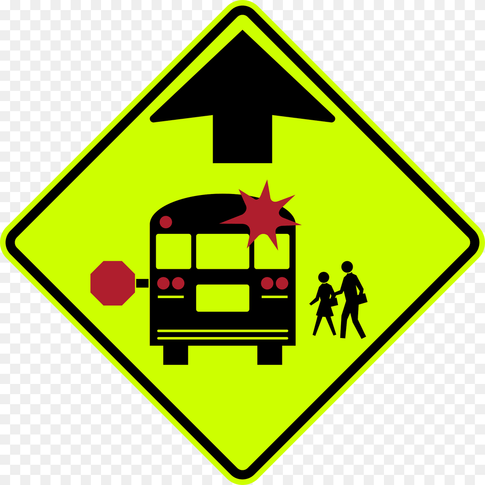 School Bus Stop Ahead Since 2009 Clipart, Sign, Symbol, Person, Road Sign Free Png Download