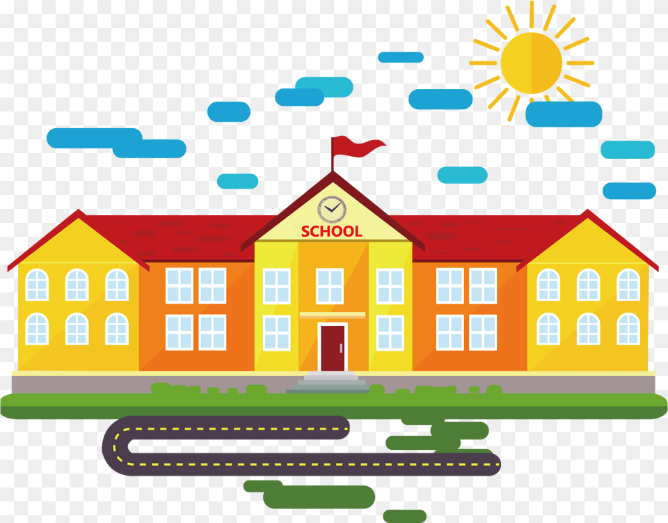 School Cartoon Classroom School Clipart, Neighborhood, Scoreboard, Outdoors Png Image