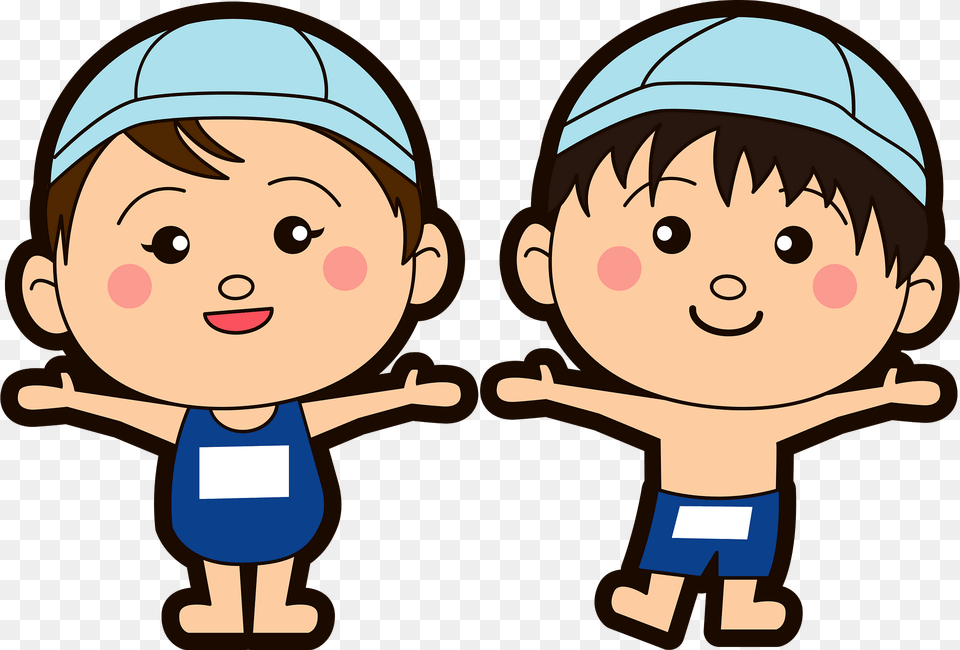 School Children Wearing Swimwear Clipart, Book, Comics, Publication, Baby Png Image