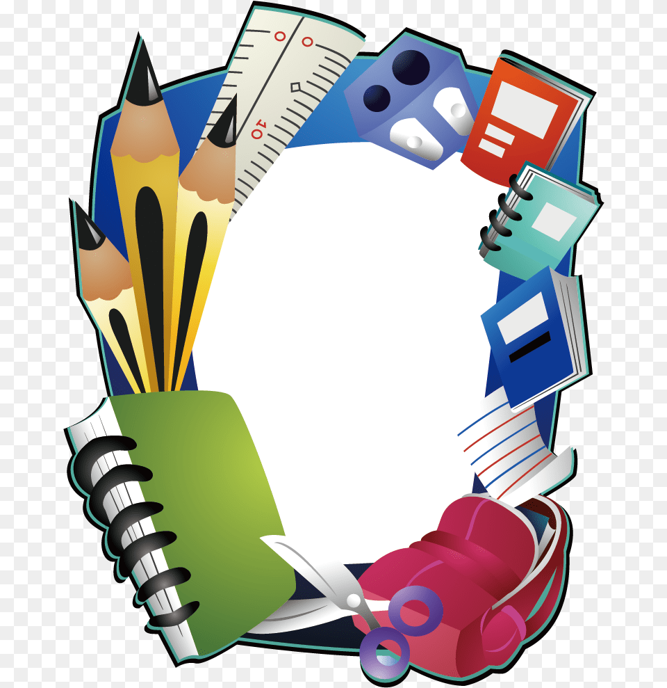 School Clip Frame Design School Supply Border Design, Pencil, Art, Graphics Png