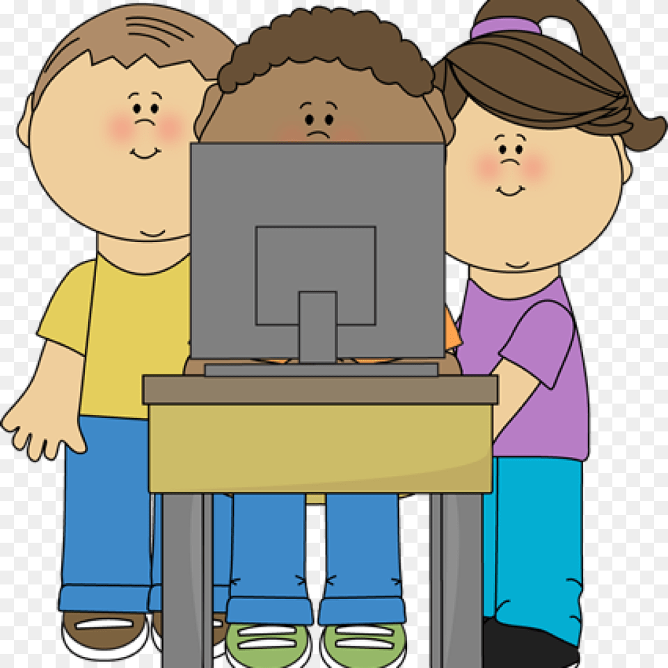 School Computer Clipart, Table, Furniture, Desk, Person Png