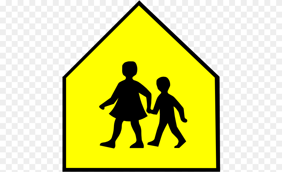School Crossing Sign Vector Clipart School Clipart Triangle Shaped Objects, Symbol, Boy, Child, Male Png