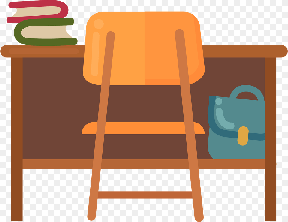 School Desk Clipart, Furniture, Chair, Bag Png