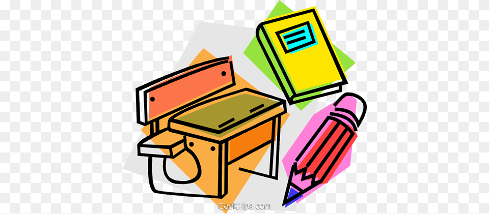 School Desk With Book And Pencil Royalty Vector Clip Art, Dynamite, Weapon Free Png Download