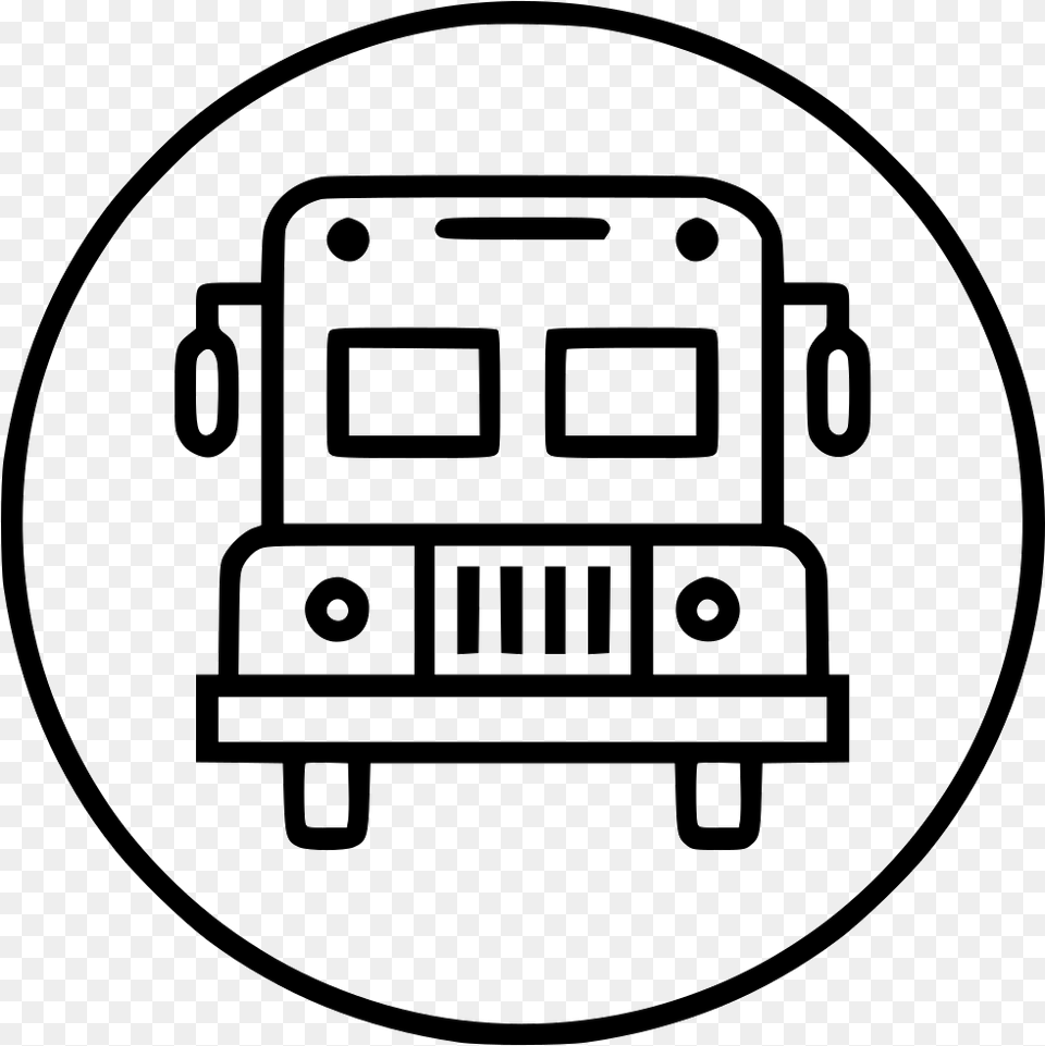 School Education Bus Student Travel Picnic Fun Black And White Road Trip Icon, Ammunition, Grenade, Weapon Free Png