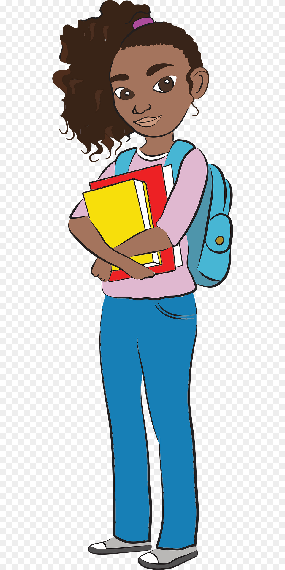 School Girl Clipart, Person, Reading, Face, Head Png