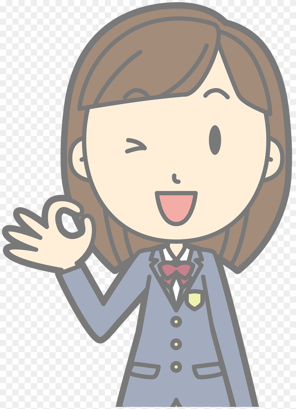 School Girl Signaling Okay Clipart, Book, Photography, Publication, Comics Png