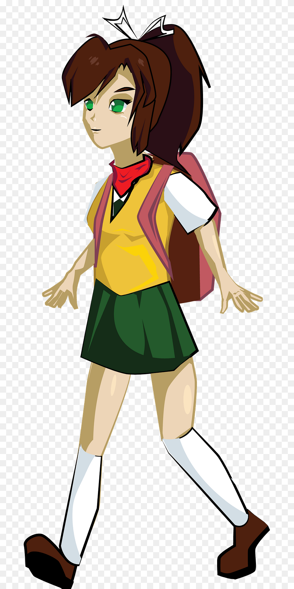 School Girl Walking Clipart, Book, Comics, Publication, Person Free Png Download