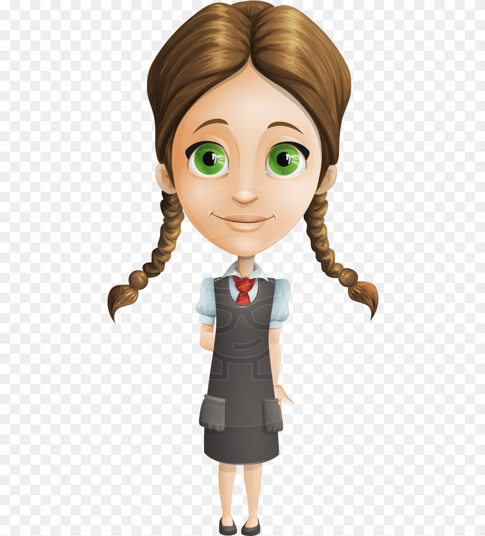 School Girl With Uniform Cartoon Vector Character Aka Bedeutet Der Name Nesrin, Baby, Person, Doll, Toy Png