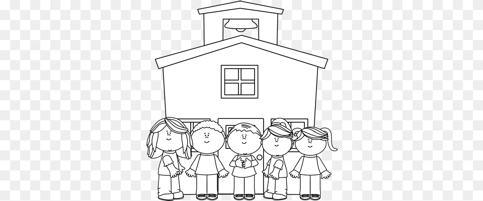 School House Clipart Cute Kids Clipart School Black And White, Baby, Person, Publication, Book Free Transparent Png