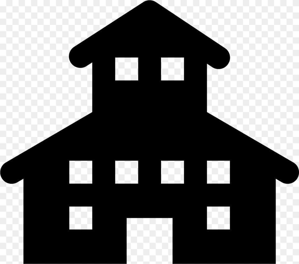 School House Icon, Gray Free Png Download