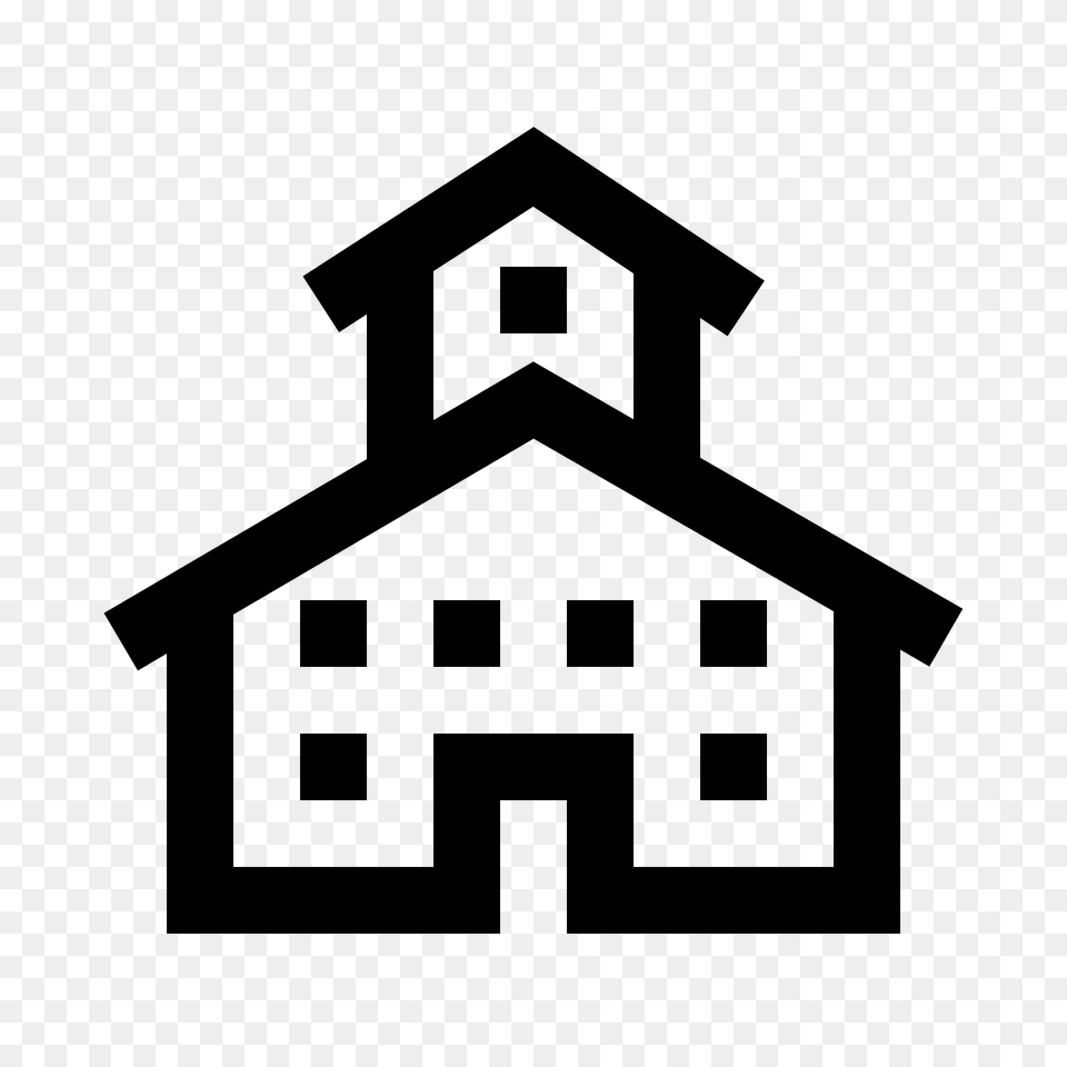 School House Icon, Gray Png Image