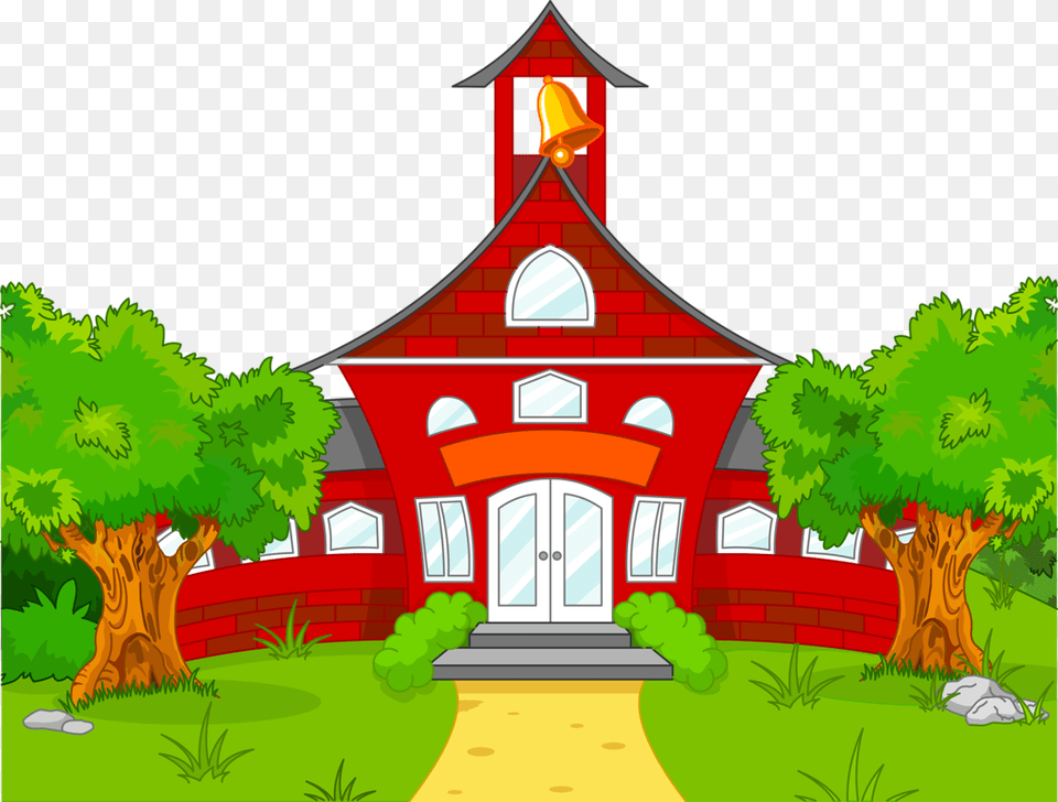 School House Preobrazovannij Cartoon School, Grass, Plant, Tree, Vegetation Free Png Download