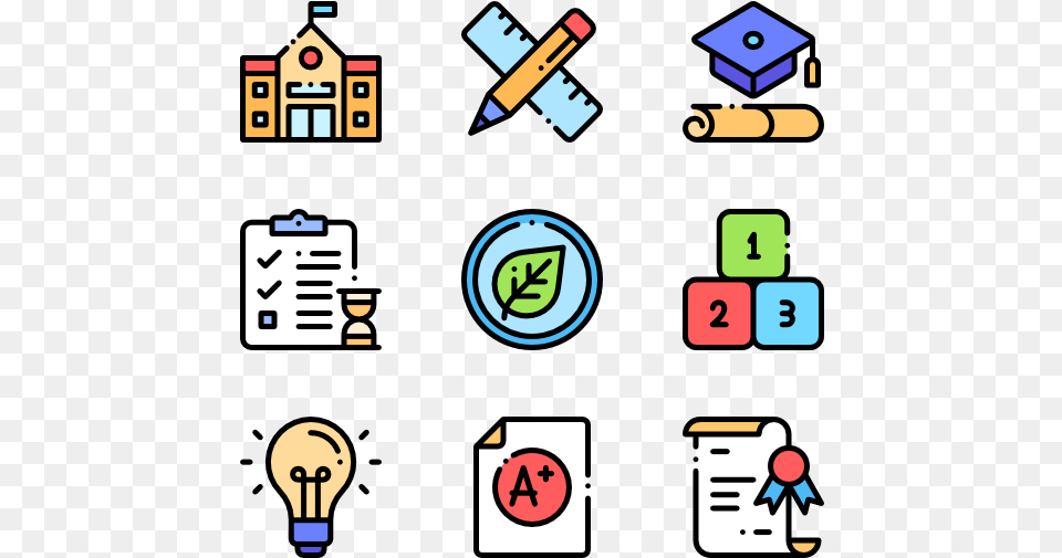 School Icons, Light, Text Free Transparent Png