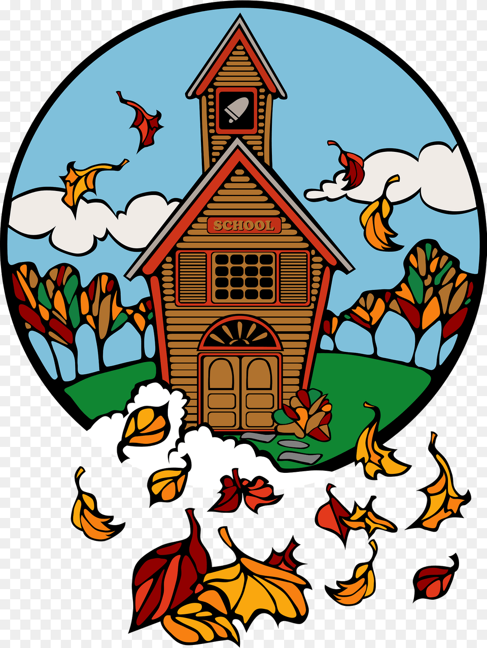 School In Fall Illustration Clipart, Leaf, Plant, Art, Baby Free Transparent Png
