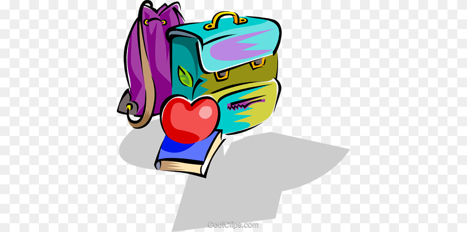 School Knapsack With Apple And Books Royalty Vector Clip Art, Baggage, Suitcase, Dynamite, Weapon Free Png Download