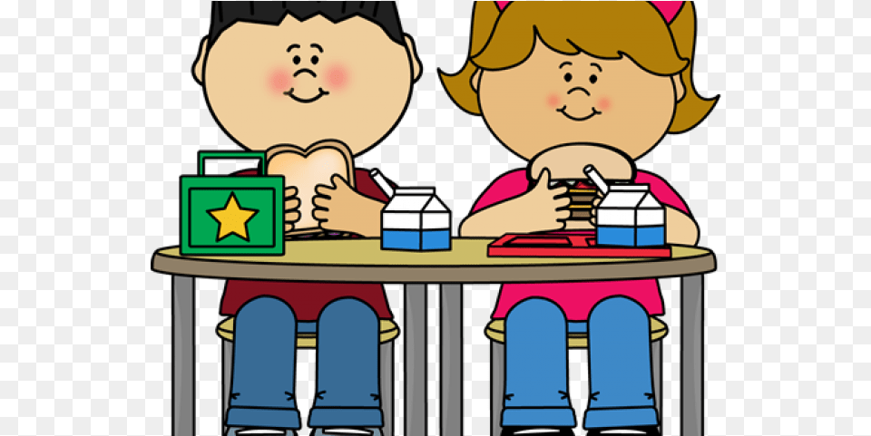 School Lunch Cartoon, Person, Reading, Book, Publication Free Png