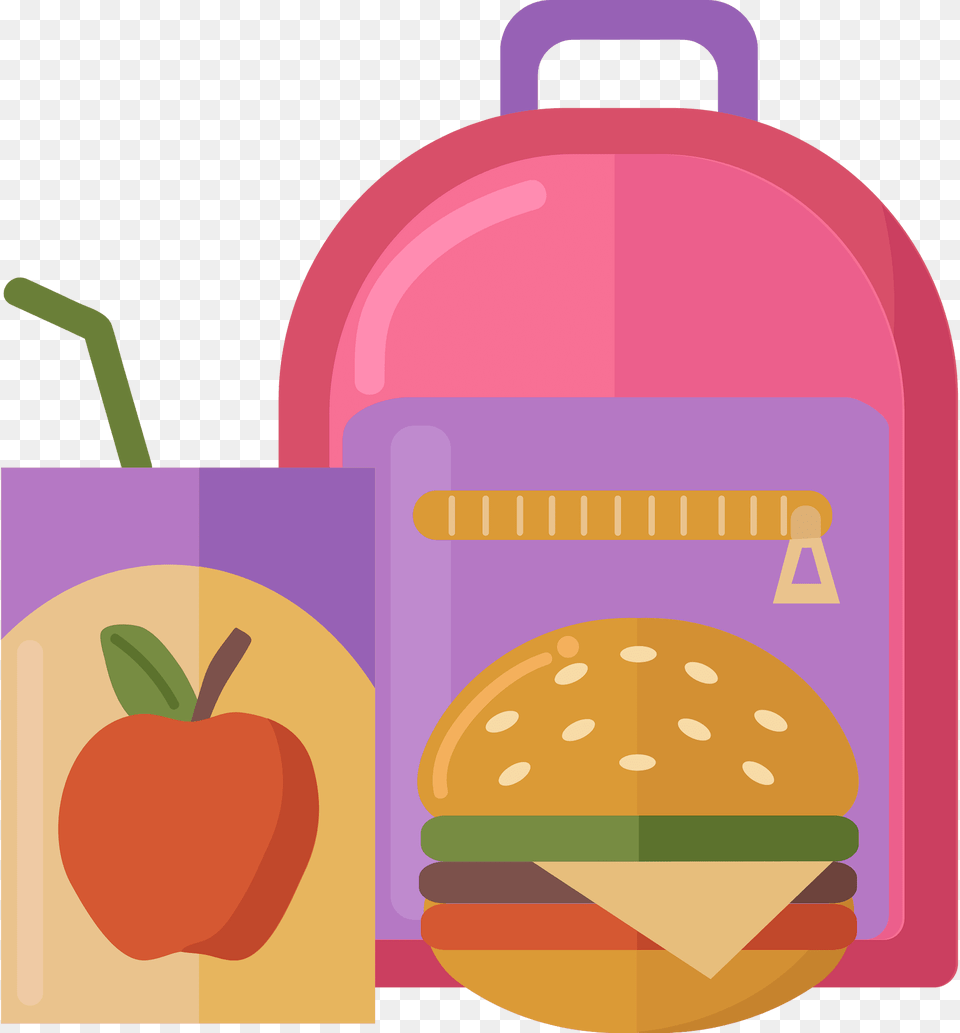 School Lunch Clipart, Food, Meal, Burger, Bag Png Image