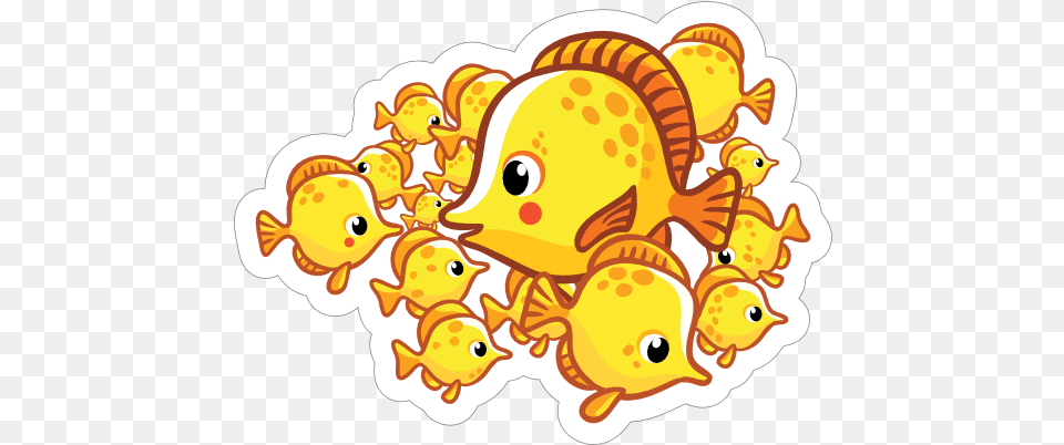 School Of Yellow Fish Sticker Clip Art, Animal, Sea Life Free Png Download