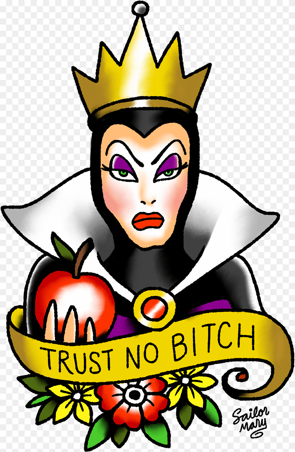 School Queen Old Flash Evil Bitch Disney Villains Tattoo Designs, Baby, Face, Head, Person Png