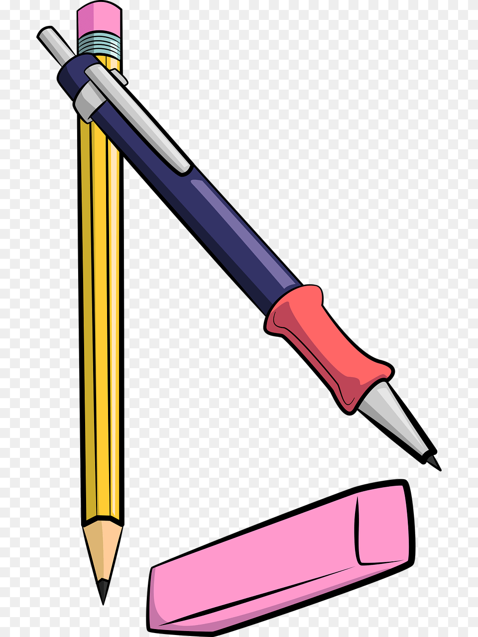 School School Supplies Education Pens Pencils And Erasers Transparent, Blade, Dagger, Knife, Pen Png Image