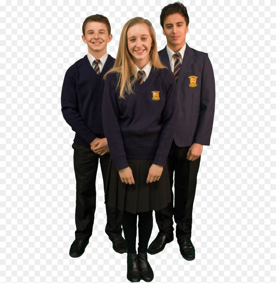 School Students In Uniforms Uniform Rvhs Ryburn Valley High School, Skirt, Person, Clothing, Coat Free Transparent Png