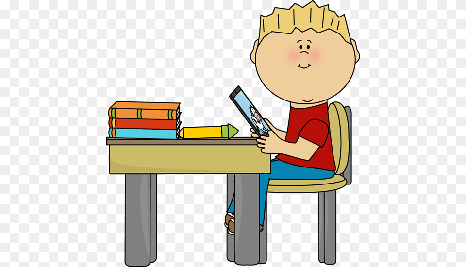 School Work Clipart, Table, Reading, Furniture, Person Png Image